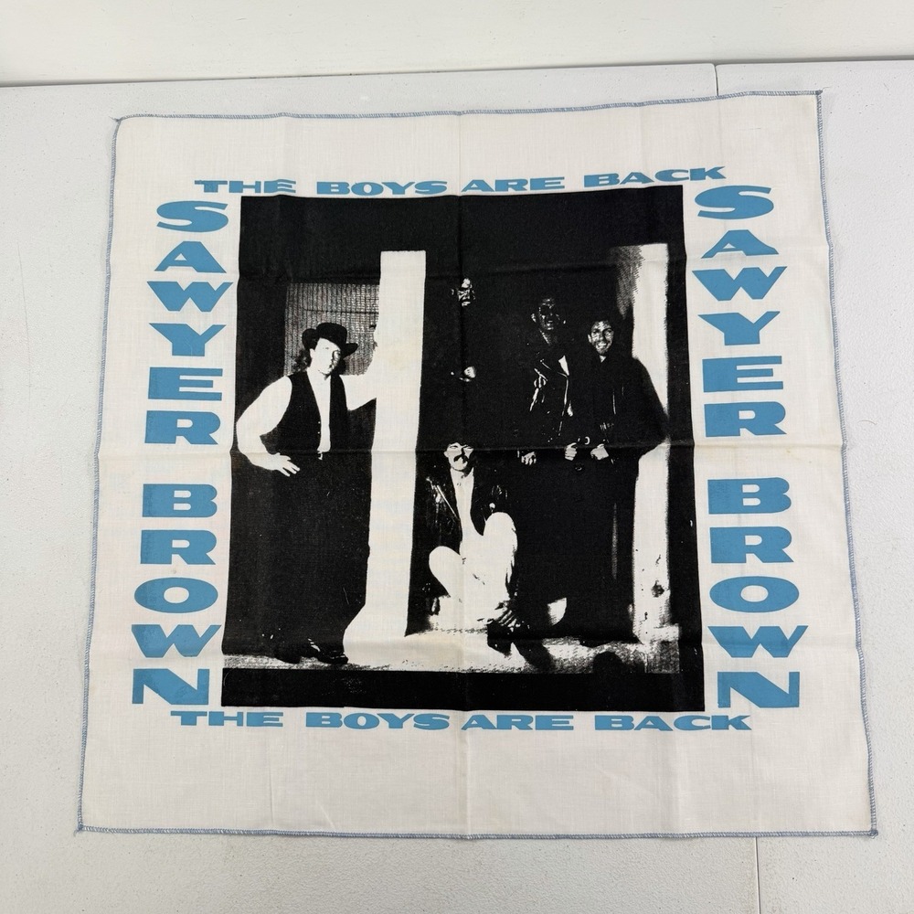 Vintage Sawyer Brown The Boys Are Back Country Music Bandana Scarf 22" x 22"